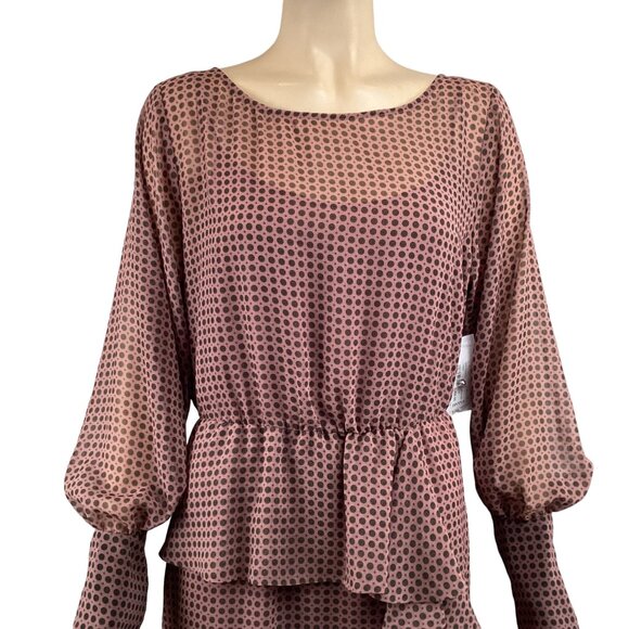 Bailey 44 Dress Size 10 NWT Medallion Print Ruffle Sheer Long Bishop Sleeve Line - Picture 7 of 8